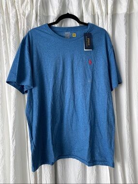 Polo by Ralph Lauren Heather Blue Short Sleeve Crewneck Tee with Red Pony
